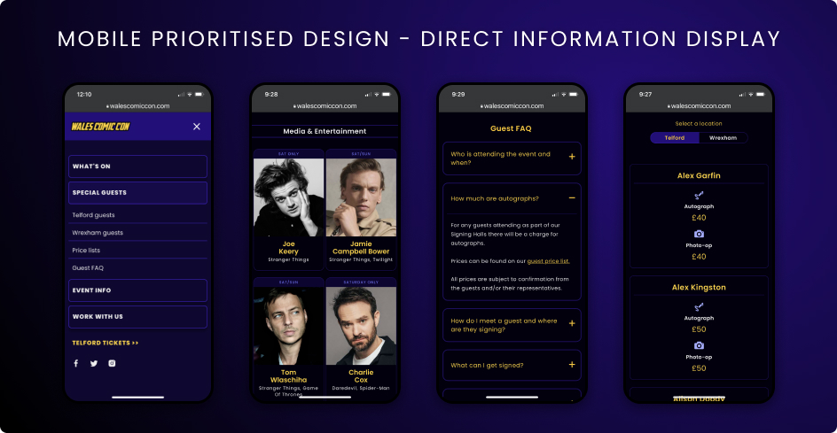 Image showing some mobile prioritised screen designs